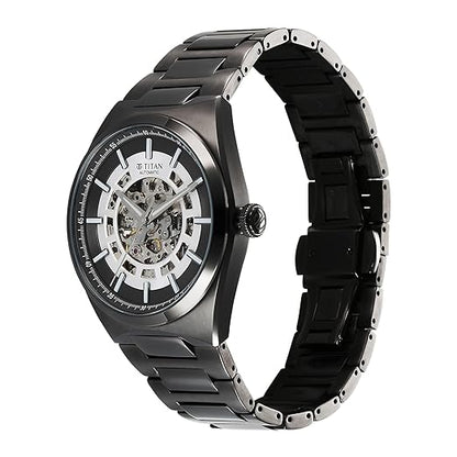 Titan Nexus Skeletal Automatic Analog with Gun Dial Gun Stainless Steel Strap Watch for Men - 90221QM02