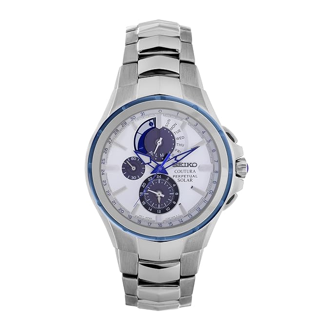 Seiko Stainless Steel Analog White Dial Men Watch-Ssc787P9, Bandcolor-Silver