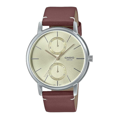 Casio Men Leather Analog White Dial Watch-Mtp-B310L-9Avdf - A2063
