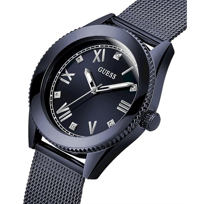 Guess Stainless Steel Noble Collection Analog Black Dial Men Watch-Gw0495G3, Blue Band