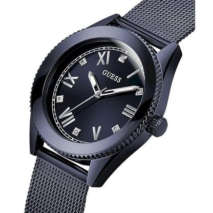 Guess Stainless Steel Noble Collection Analog Black Dial Men Watch-Gw0495G3, Blue Band