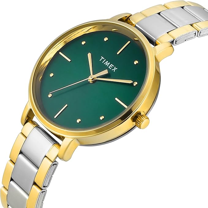 Timex Trendline Women Quartz Green Dial Analog Stainless Steel Watch TWEL15830