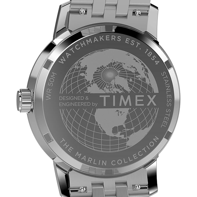 TIMEX Marlin Analog Blue Round Dial & Silver Stainless Steel Bracelet Band Water Resistant Men's Wrist Watch - TW2Y47600IK