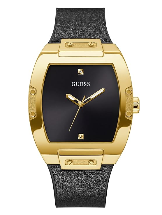 Guess Mens 43 mm Phoenix Black Dial Genuine Leather Analog Watch - GW0386G3