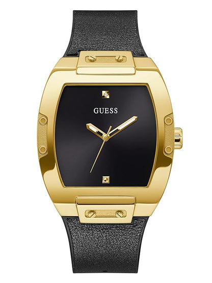 Guess Mens 43 mm Phoenix Black Dial Genuine Leather Analog Watch - GW0386G3