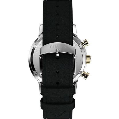 TIMEX Marlin Analog Champagne Round Dial & Black Leather Strap Band Water Resistant Men's Wrist Watch - TWEG26709