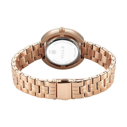 Titan Purple Abstract Quartz Analog Rose Gold Stainless Steel Strap for Women-95231WM01