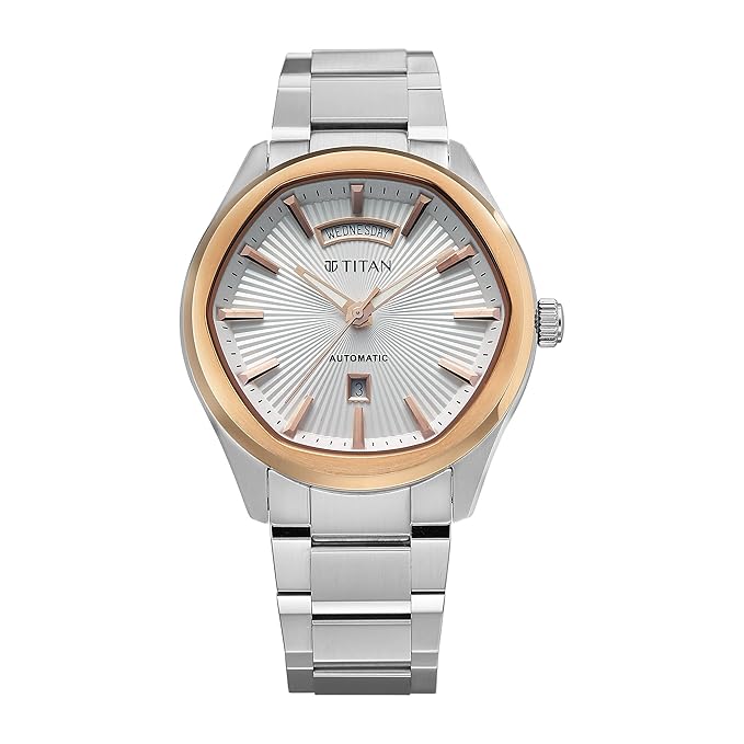 Titan Astral Concealed Analog with Silver White Dial Men's Watch | Leather Material Watch | Water Resistant - 90209KM01