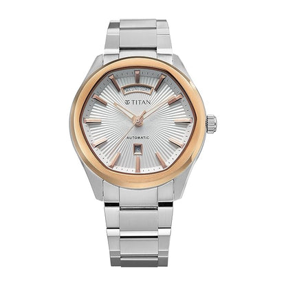 Titan Astral Concealed Analog with Silver White Dial Men's Watch | Leather Material Watch | Water Resistant - 90209KM01