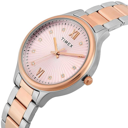 Timex Trendline Women Quartz Pink Dial Analog Stainless Steel Watch TWTL12114