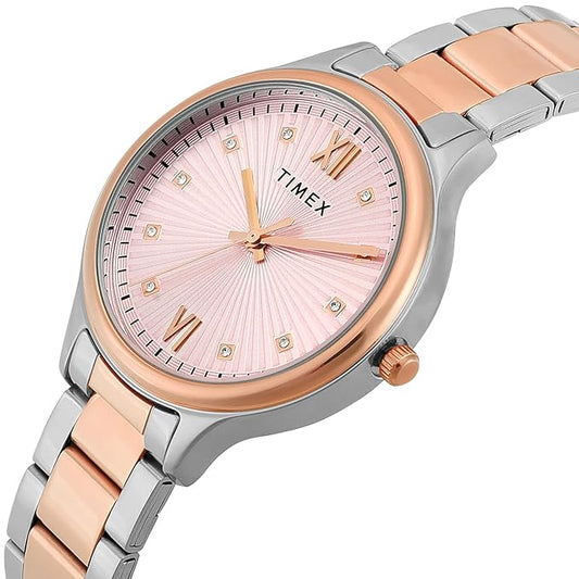 Timex Trendline Women Quartz Pink Dial Analog Stainless Steel Watch TWTL12114