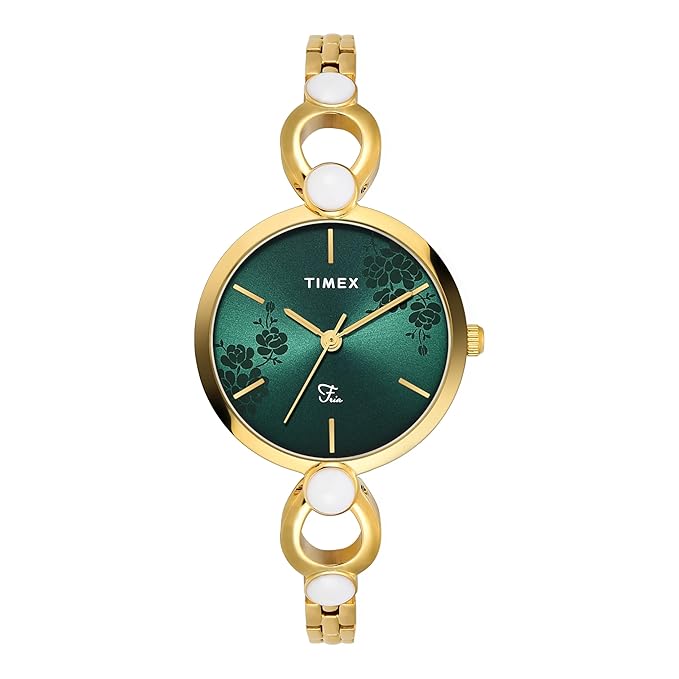 TIMEX Fashion Women Quartz Green Dial Analog Brass Watch TWEL18109