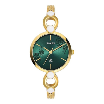 TIMEX Fashion Women Quartz Green Dial Analog Brass Watch TWEL18109