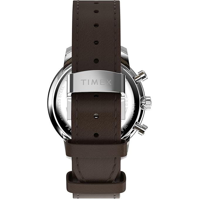 TIMEX Waterbury Metropolitan Analog Cream Round Dial & Brown Leather Strap Band Water Resistant Men's Wrist Watch - TW2Y23500IK