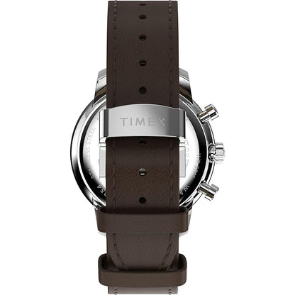 TIMEX Waterbury Metropolitan Analog Cream Round Dial & Brown Leather Strap Band Water Resistant Men's Wrist Watch - TW2Y23500IK