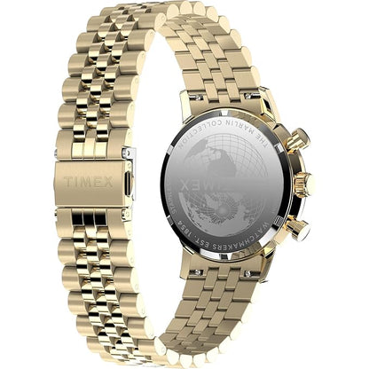 TIMEX Marlin Analog Black Round Dial & Gold Stainless Steel Bracelet Band Water Resistant Men's Wrist Watch - TWEG26706