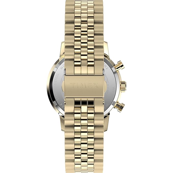 TIMEX Marlin Analog Black Round Dial & Gold Stainless Steel Bracelet Band Water Resistant Men's Wrist Watch - TWEG26706