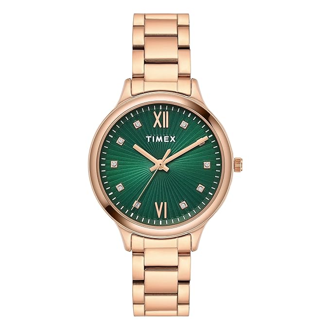 Timex Trendline Women Quartz Green Dial Analog Stainless Steel Watch TWTL12115
