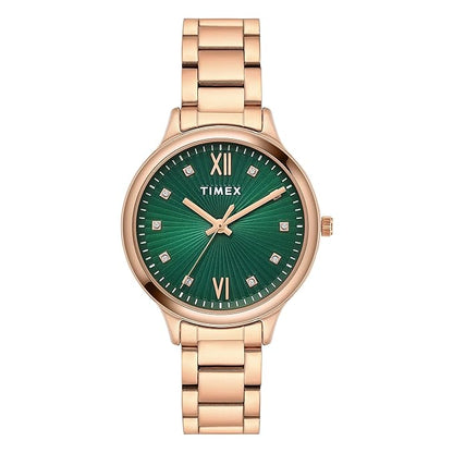 Timex Trendline Women Quartz Green Dial Analog Stainless Steel Watch TWTL12115