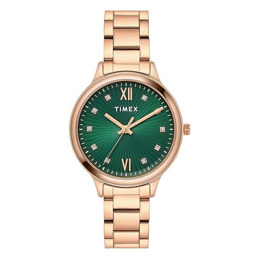 Timex Trendline Women Quartz Green Dial Analog Stainless Steel Watch TWTL12115