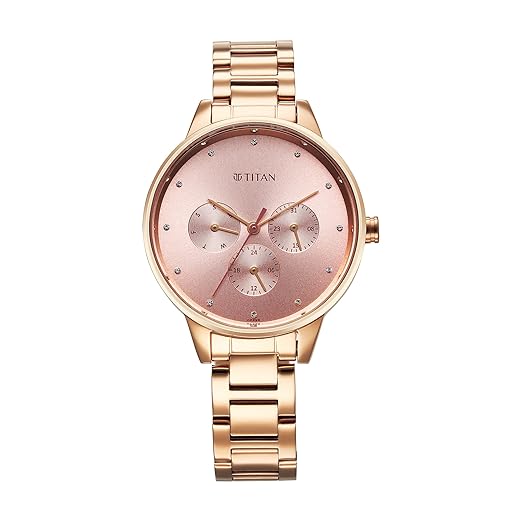 Titan Women Razzle Dazzle Pink Dial Stainless Steel Analog Watch - 2648WM08