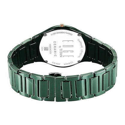 EDGE Titan Bicolour Quartz Analog Green Dial and Green Ceramic Strap Watch for Men/NT1696KC10