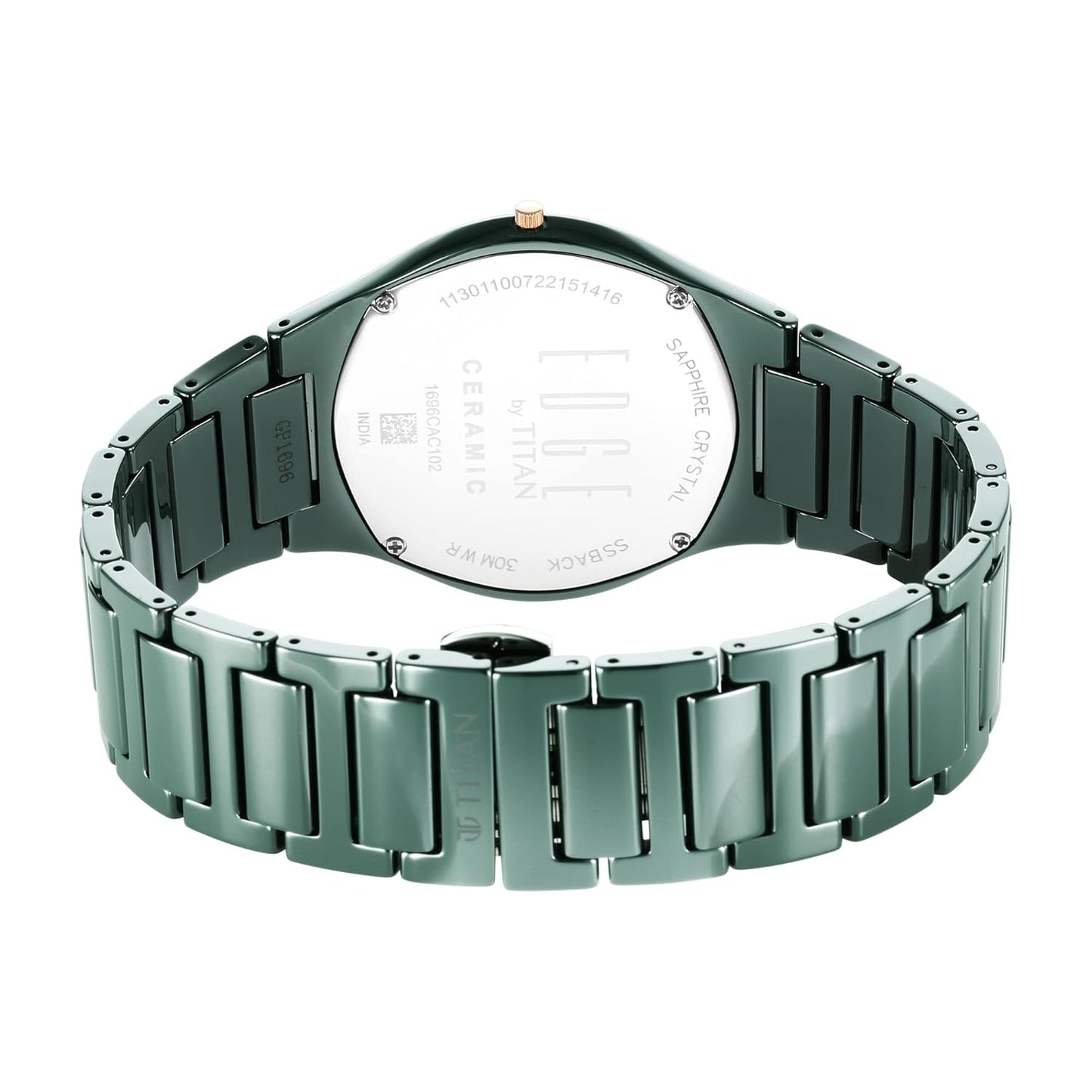 Titan Men Green Ceramic Quartz Analog Dial Ceramic Strap Watch-NT1696QC06