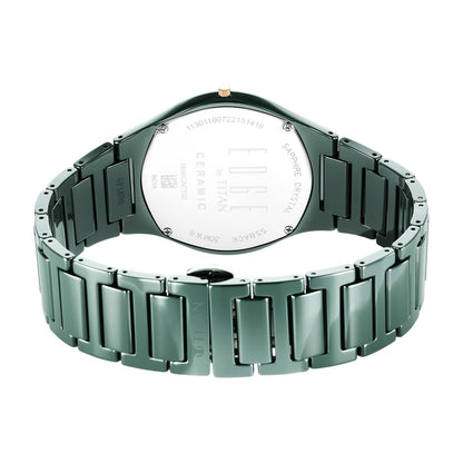 Titan Men Green Ceramic Quartz Analog Dial Ceramic Strap Watch-NT1696QC06