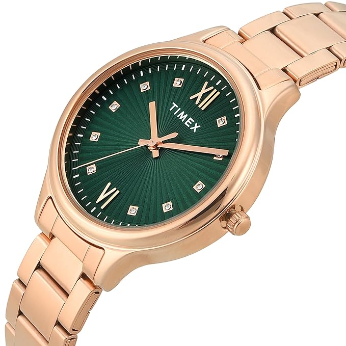 Timex Trendline Women Quartz Green Dial Analog Stainless Steel Watch TWTL12115