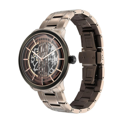 Titan Quartet Automatic Brown Dial Taupe Stainless Steel Strap Watch for Men - NT1848KM05