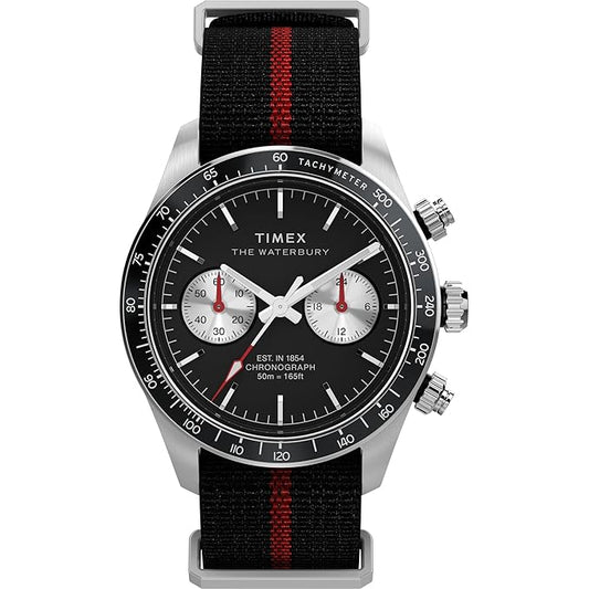 TIMEX Waterbury Heritage Analog Black Round Dial & Black Fabric Strap Band Water Resistant Men's Wrist Watch - TW2Y38900IK