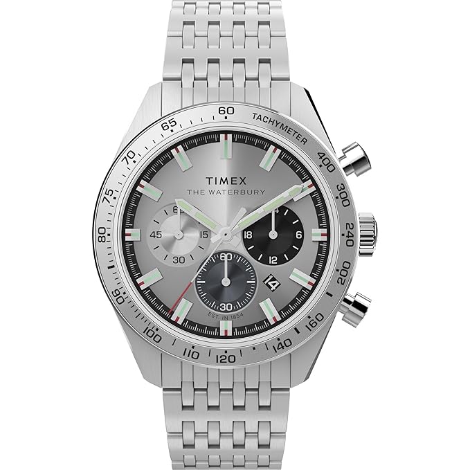 TIMEX Waterbury Silver-Tone Round Dial Analog Men's Watch - TW2Y18700UJ