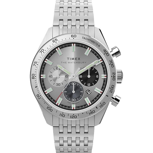 TIMEX Waterbury Silver-Tone Round Dial Analog Men's Watch - TW2Y18700UJ
