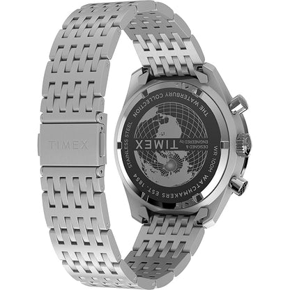 TIMEX Waterbury Traditional Analog Blue Round Dial & Silver Stainless Steel Bracelet Band Water Resistant Men's Wrist Watch - TW2Y18500IK