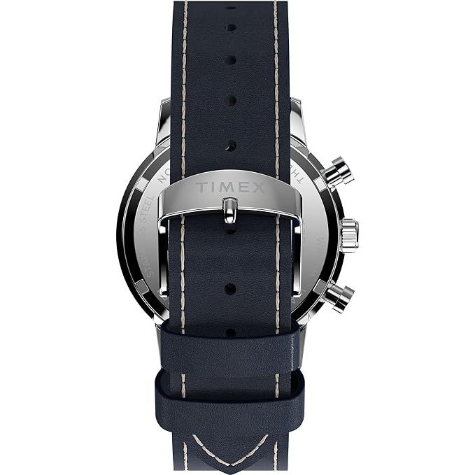 TIMEX Marlin Analog Blue Round Dial & Blue Leather Strap Band Water Resistant Men's Wrist Watch - TW2W99000IK
