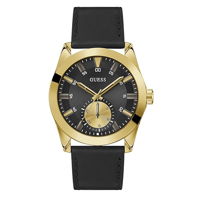 Guess Leather Analog Black Dial Men's Watch-Gw0793G2