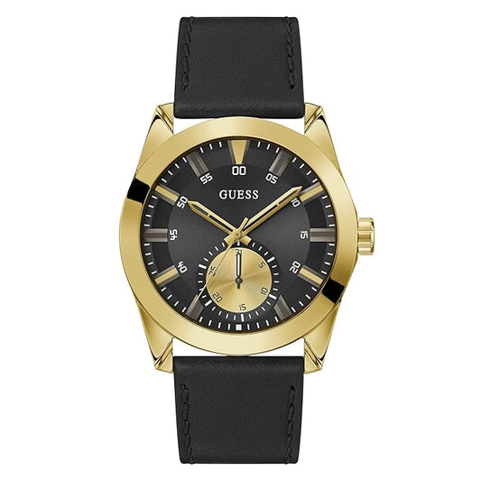 Guess Leather Analog Black Dial Men's Watch-Gw0793G2