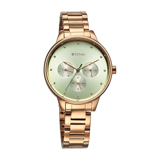 Titan Women Razzle Dazzle Green Dial Stainless Steel Watch - 2648WM09