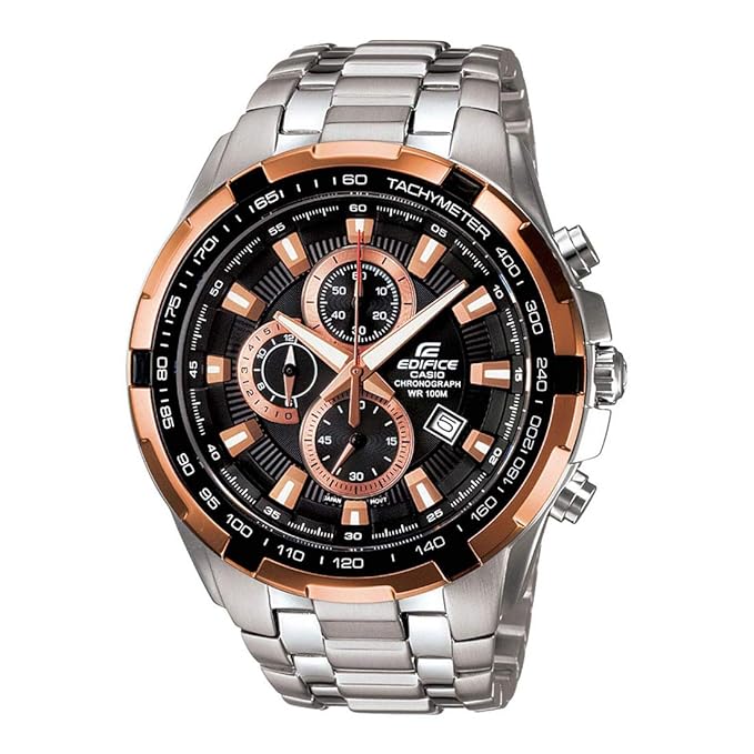 Casio Edifice EF-539D-1A5VDF Analog Black Dial Men Watch Silver Metal Strap (ED368)