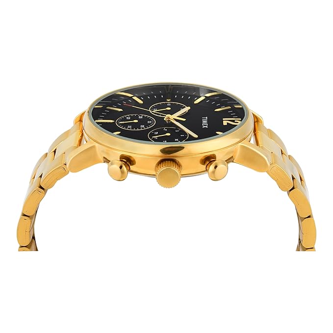 TIMEX Analog Watch for Man with Black Round Dial & Gold Stainless Steel TWEG20025