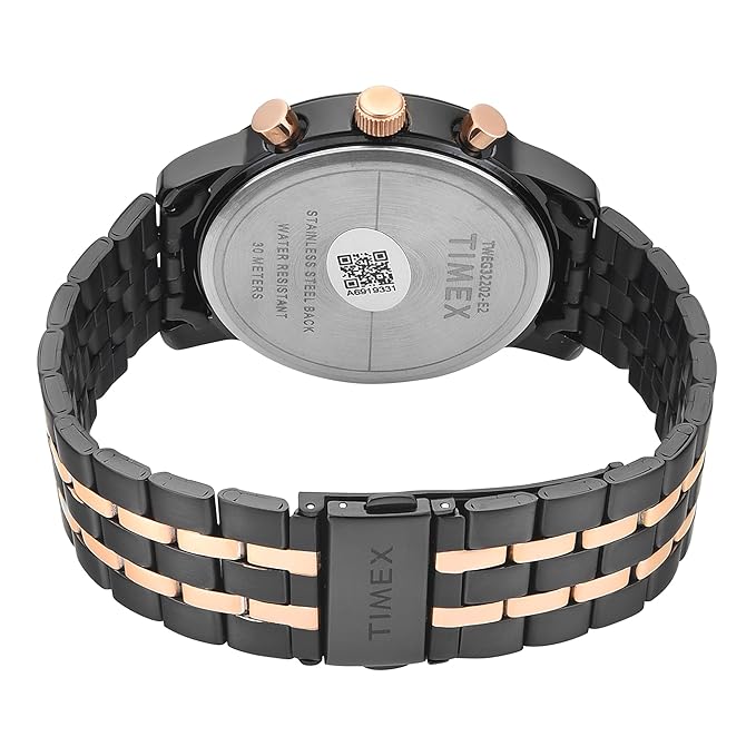 Timex Trendline Men Quartz Black Dial Chronograph Stainless Steel Watch TWEG32202