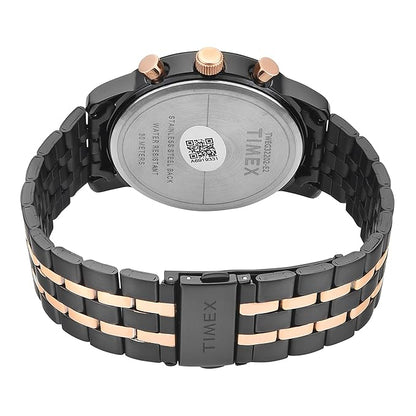 Timex Trendline Men Quartz Black Dial Chronograph Stainless Steel Watch TWEG32202