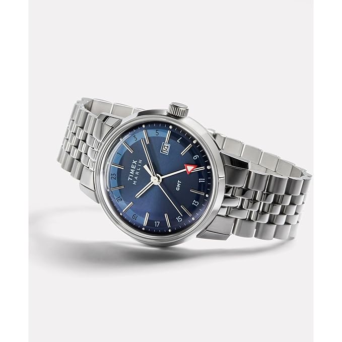 TIMEX Marlin Analog Blue Round Dial & Silver Stainless Steel Bracelet Band Water Resistant Men's Wrist Watch - TW2Y47600IK