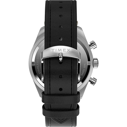 TIMEX Waterbury Traditional Analog Blue Round Dial & Black Leather Strap Band Water Resistant Men's Wrist Watch - TW2Y18600IK