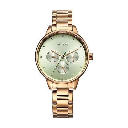 Titan Women Razzle Dazzle Green Dial Stainless Steel Watch - 2648WM09