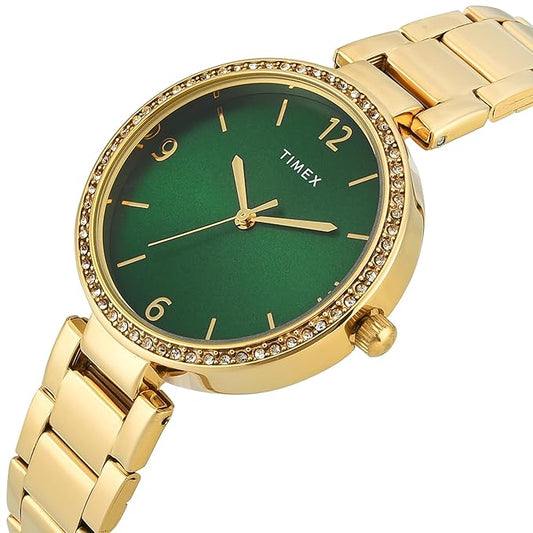 TIMEX Green Round Dial Analog Women's Watch - TWEL18719