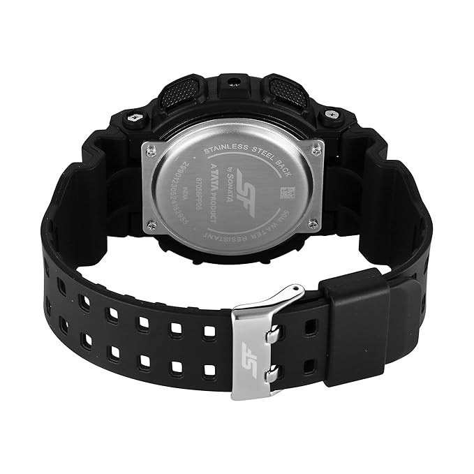 SF Vigour Quartz Digital Analog Digital Multicolor Dial with Black Color Plastic Strap Watch for Unisex NT87058PP05