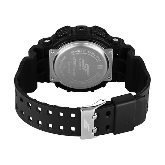 SF Vigour Quartz Digital Analog Digital Multicolor Dial with Black Color Plastic Strap Watch for Unisex NT87058PP05