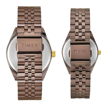 TIMEX Trendline Brown Round Dial Analog Pair Watch - TW00PR344