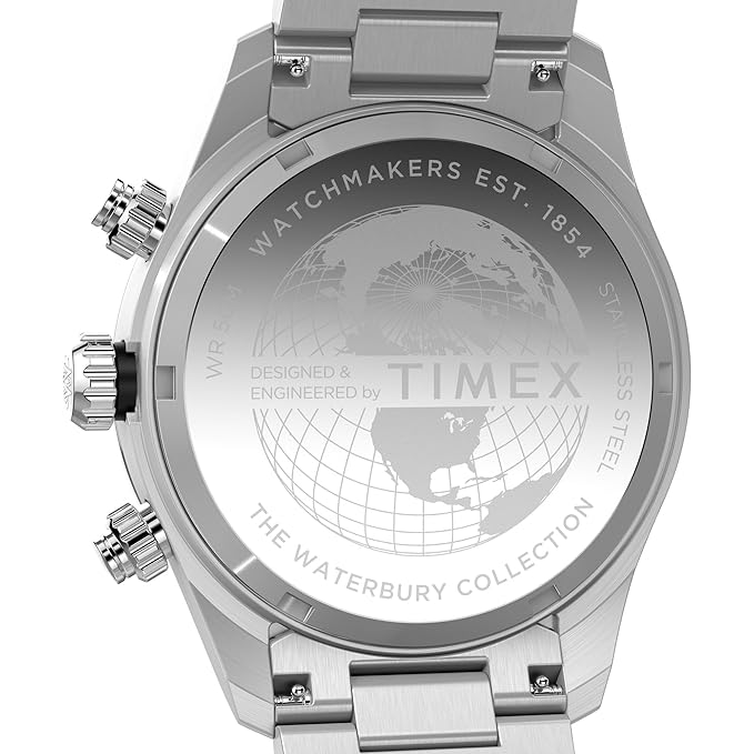 TIMEX Waterbury Heritage Analog Silver Round Dial & Silver Stainless Steel Bracelet Band Water Resistant Men's Wrist Watch - TW2Y19200IK